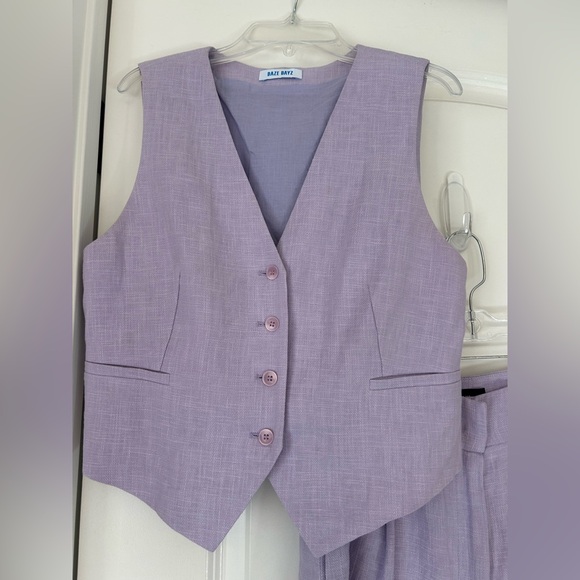 Daze Dayz Lavender Vest & Hi Rise Shorts Set Size M Ramie Cotton Spring Easter - Picture 2 of 9